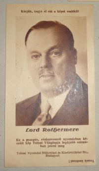 TOLNAI VILÁGLAPJA- LORD ROTHERMERE . Számolócédula