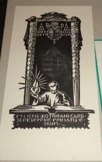 RÉVÉSZ Kornél: Ex libris Justiniani card.Serédi princ primatis. R. Hung