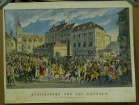 GURK, EDUARD: Königlicher Zug zur Krönung über den Hauptplatz kommend. Erinnerungs-Blätter an die Krönung S. K. H. des Erzherzogs Kronprinzen Ferdinand zum König von Ungarn in Pressburg d. 28. Sept. 1830