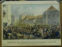 GURK, EDUARD: Fussgang des Königs in die Franciscaner-Kirche, mit dem Kammer Prasidenten, die Münzen auswerfend. Erinnerungs-Blätter an die Krönung S. K. H. des Erzherzogs Kronprinzen Ferdinand zum König von Ungarn in Pressburg d. 28. Sept. 1830