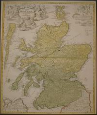 Johan Baptist Homann: Magnae Britanni, Pars Septentrionalis Regnum Scotiae in Suas Partes et subja centes Insulas divisum Accurata Tabula ex archetypo Vischeriano desumta exhibetur imitatore